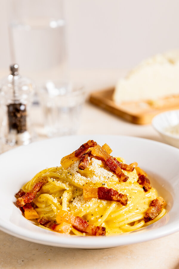Enjoy delicious carbonara
