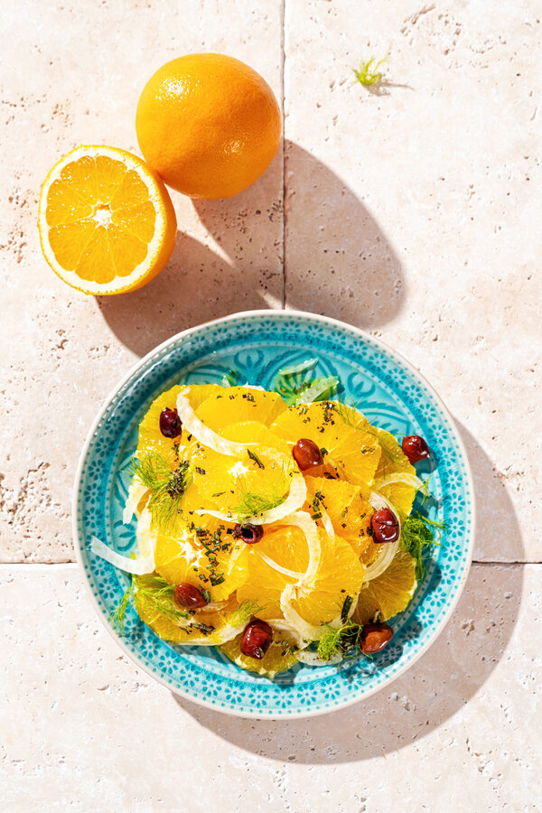 Sicilian orange salad with fennel and black olives