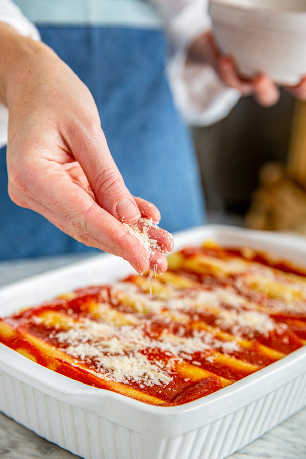 Parmesan over cannelloni