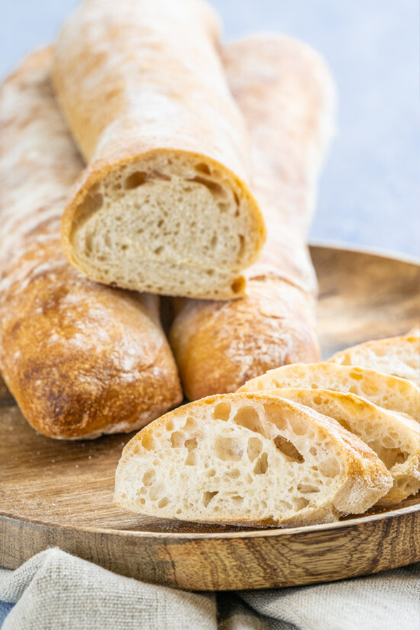   typical airy and porous crumb of ciabatta bread