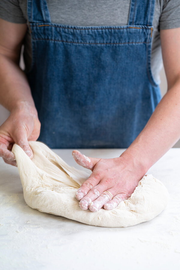 Pull the dough again and again