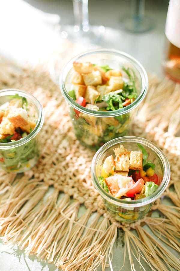Panzanella for a picnic in a mason jar